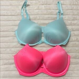 Victoria's Secret Light Blue and Bright Pink Bras